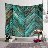 Lofaris Dark Blue Vintage Wood Family Architecture Wall Tapestry